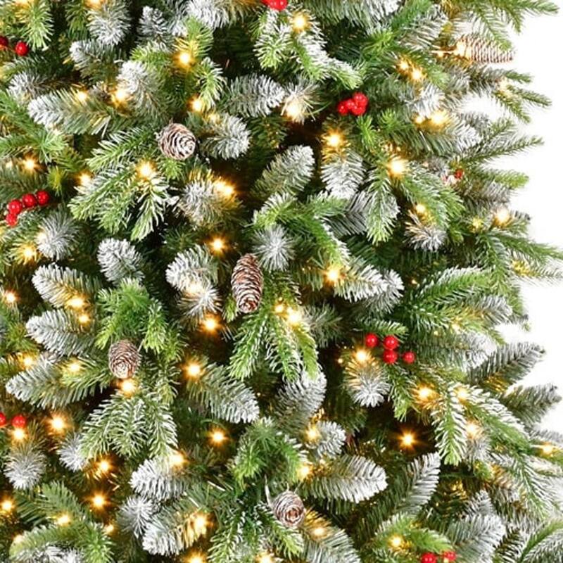 HomeRoots 6' White Pre Lit Full Pine Christmas Tree With Decorations - Green - 37.00 in. x 72.00 in. x 37.00 in.
