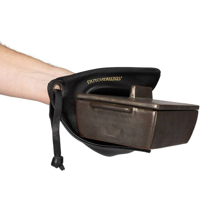 Classic Leather Square Pot Holder - 7.75" - Black