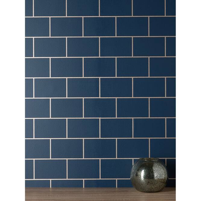 Fine Decor Metro Navy Tile Wallpaper