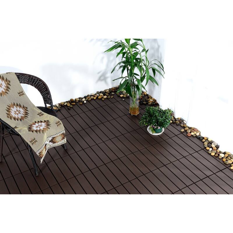 44 Pack Plastic Interlocking Square 11.8"x11.8" Patio Deck Tiles