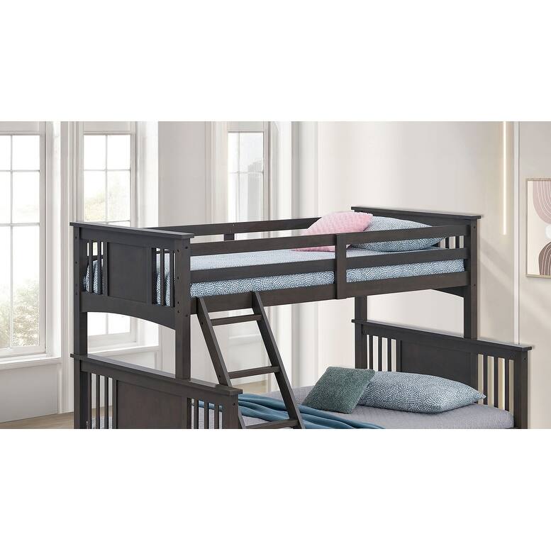 Modern Transitional Style Twin Over Full Bunk Bed With Ladder And White Finish