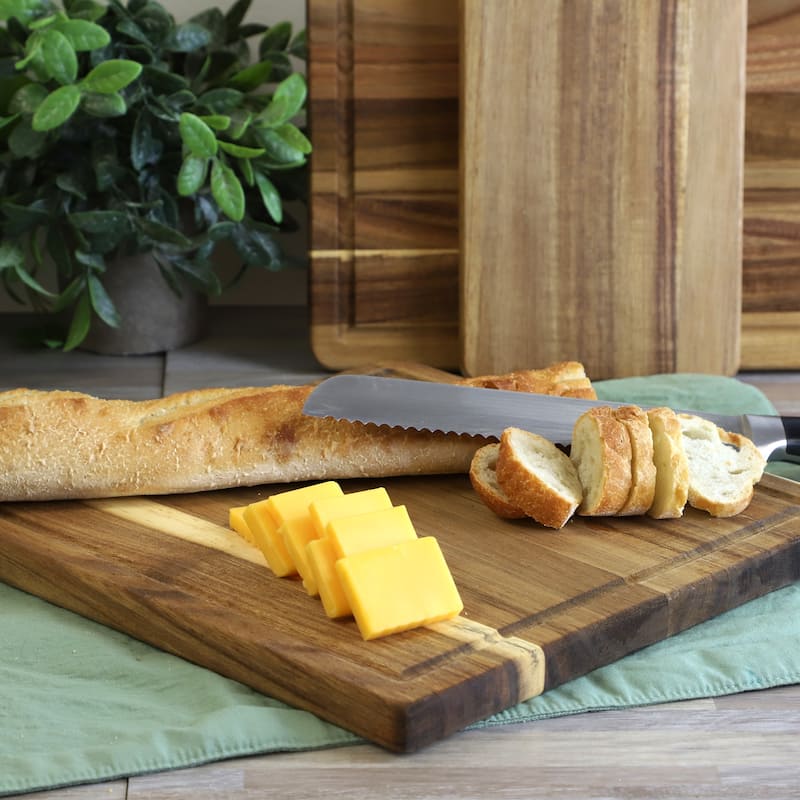 MegaChef 3 Piece Acacia Wood Cutting, Prep and Serving Boards