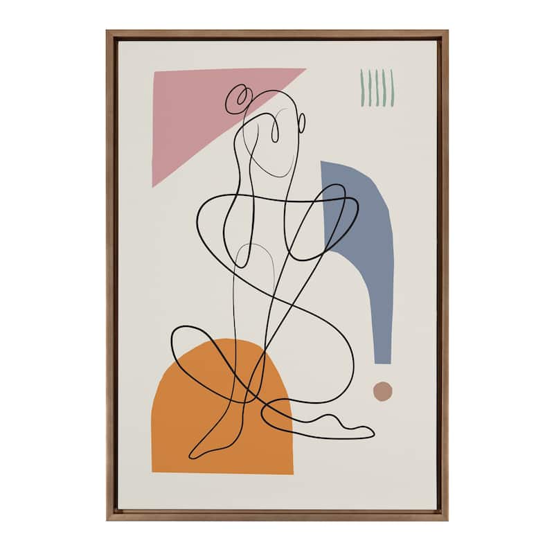 Kate and Laurel Sylvie Thinking of You Framed Canvas by Rachel Lee - 23x33 - Plastic - Gold