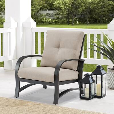 Outdoor Club Chair, Patio Aluminum Single Chair with Sunbrella Fabric Cushion