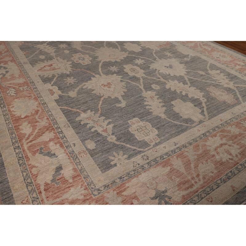 Vegetable Dye Grey Oushak Turkish Large Rug Hand-Knotted Wool Carpet - 10'1"x 14'3"