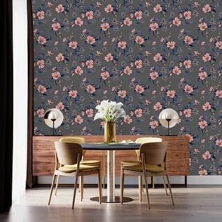 Pink Flowers Wallpaper Peel and Stick and Prepasted - Bed Bath & Beyond ...