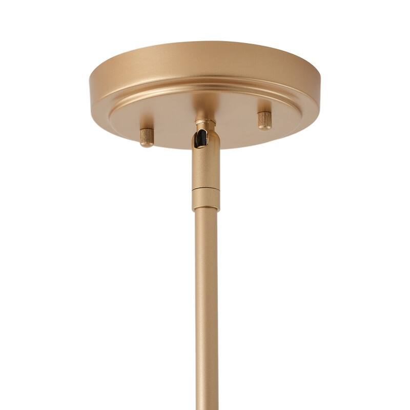 3 Light Linear Island Chandelier Deep Gold Painted Iron Frame Off White Fabric Shades