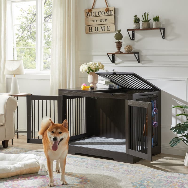 Utopia Alley 37 Inch Dog Crate Furniture for Medium Small Dog, Espresso