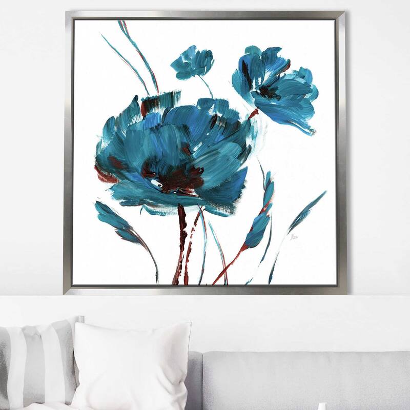 "Blue Poppy Splash II" by Nan Print on Floating Canvas
