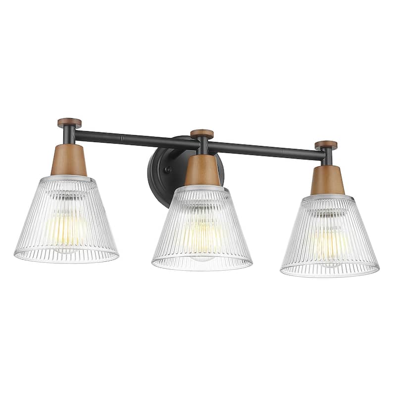 3-Light 22" Farmhouse Bathroom Vanity Light - Black