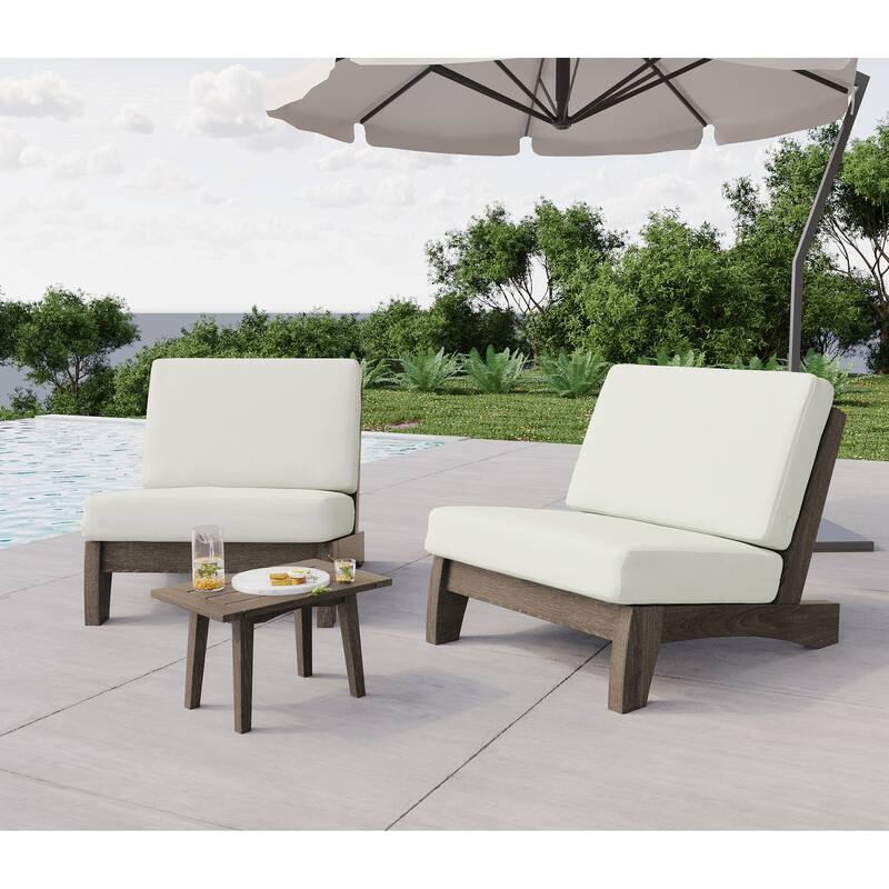 Patio Furniture Outdoor Wood Loveseat Chair Set with Cushion