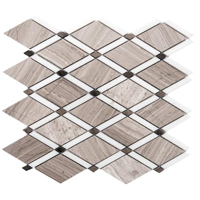 The Tile Life Santorini Diamante 13.75x13.88 Wooden White Marble Backsplash Wall Tile