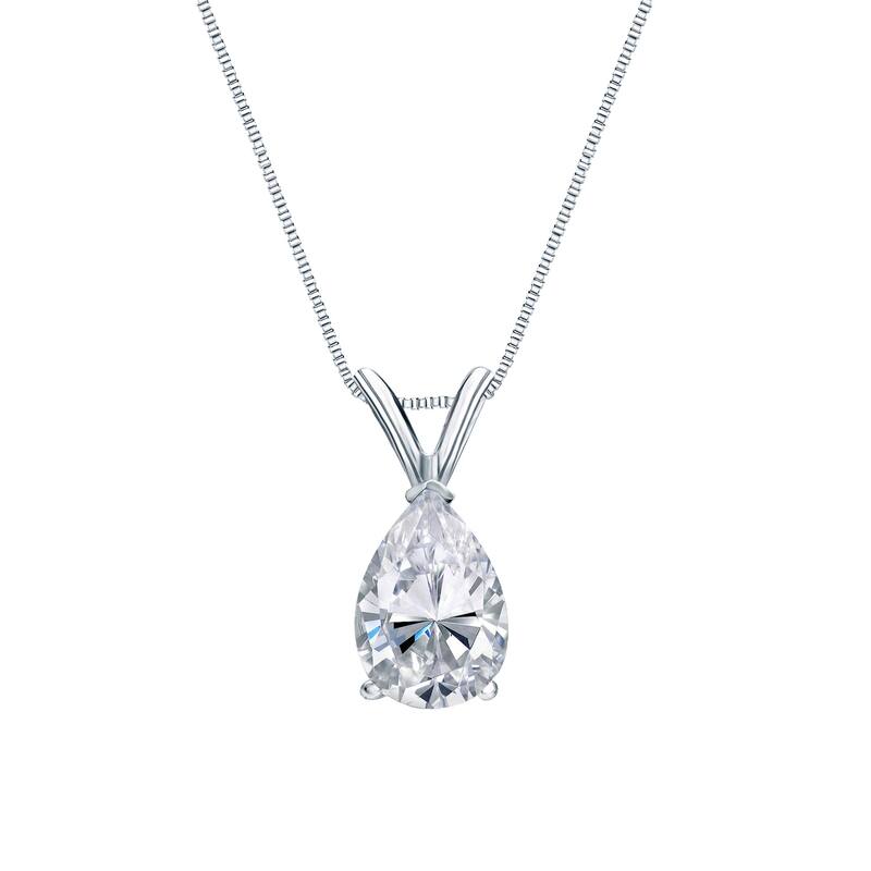 Auriya 1/2ctw Pear-cut Diamond Solitaire Necklace 14k Gold (G-H, VS1-VS2) - White