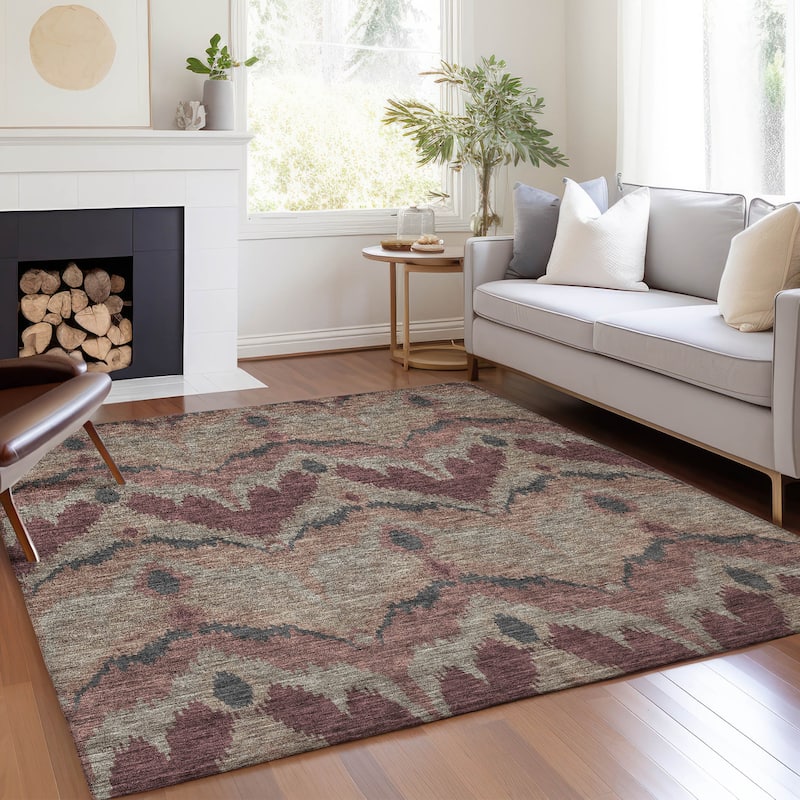 Machine Washable Indoor/ Outdoor Chantille Boho Ikat Rug