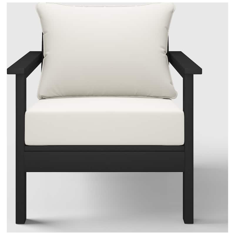 Birchwood All Weather HDPE Outdoor Patio Black Deep Seating Conversation Set With Cushions (2-Piece)