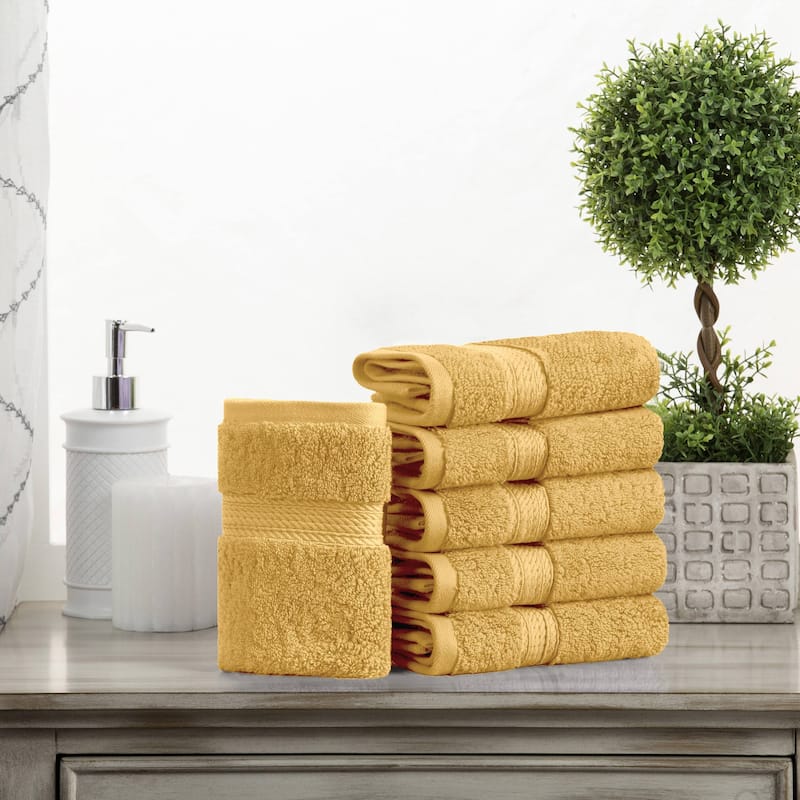 Superior Egyptian Cotton Pile Heavyweight Face Towel Set of 6 - Gold
