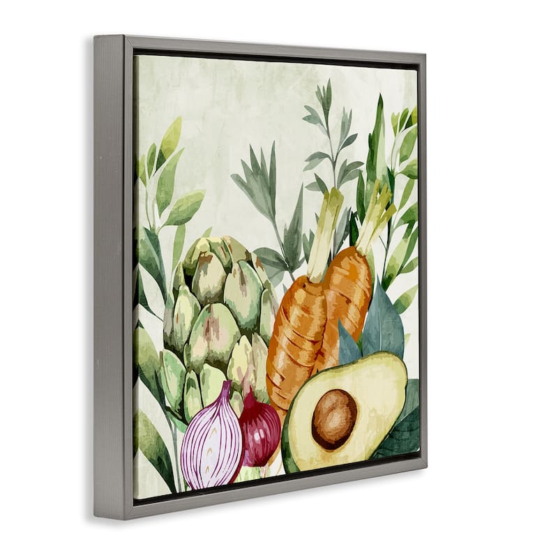 Stupell Organic Vegetable Harvest Framed Floater Canvas Wall Art Design By Kim Allen