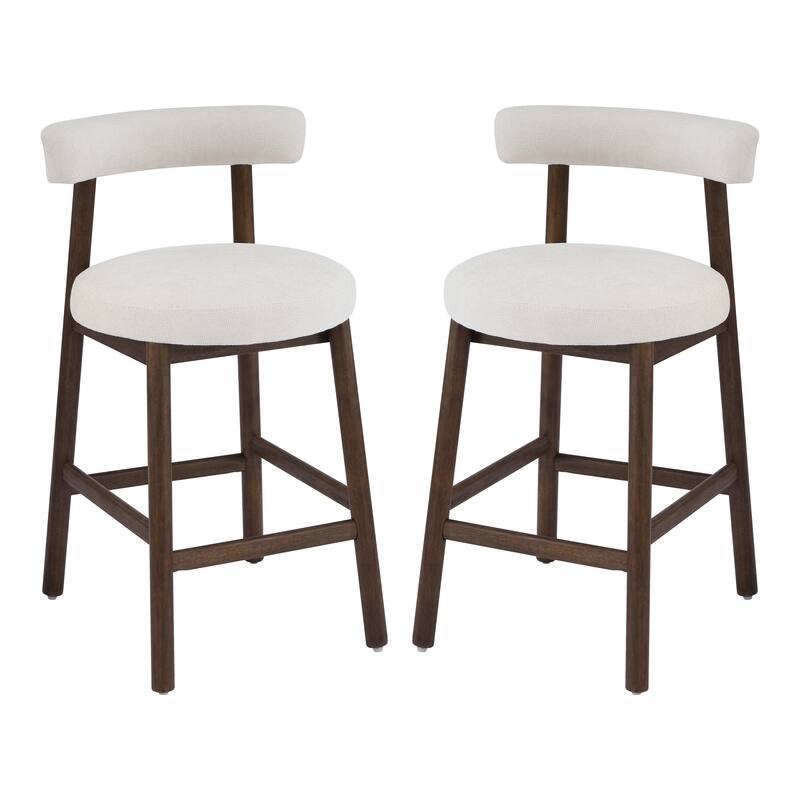 Christopher Knight Home - Riven Natural Rubberwood 26.77" Counter Stool Set with Beige Upholstery