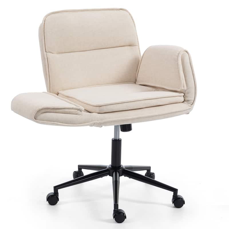 Criss Cross Chair with 5-Gear Adjustable Armrests & Wheels, Ergonomic Thickened Backrest Swivel Desk Chair for Home Office