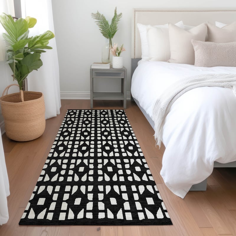 Machine Washable Indoor/ Outdoor Contemporary Imprints Chantille Rug