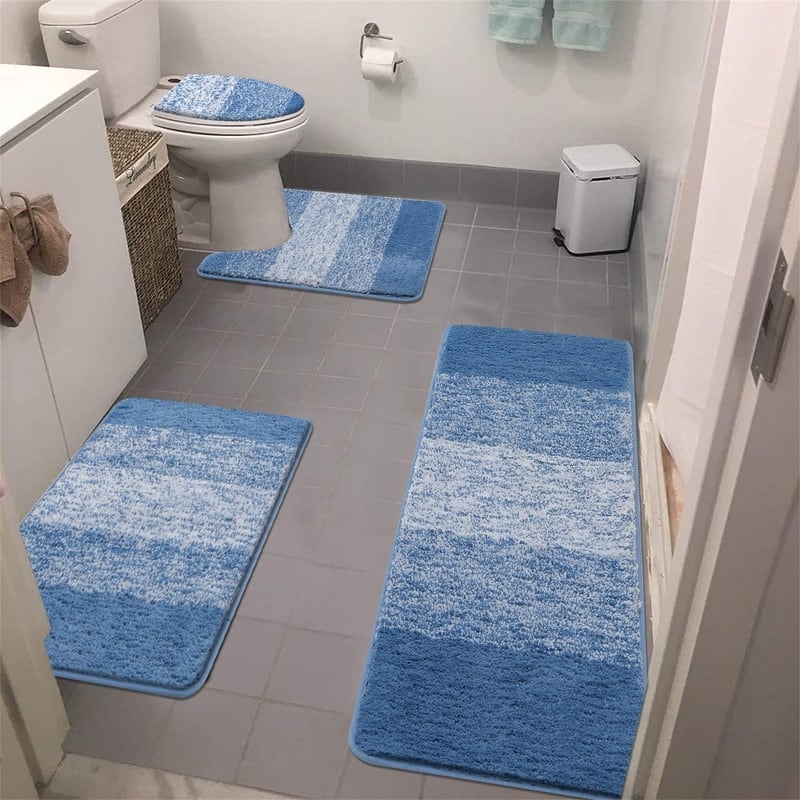 Bathroom Rugs Sets 4 Piece - Blue