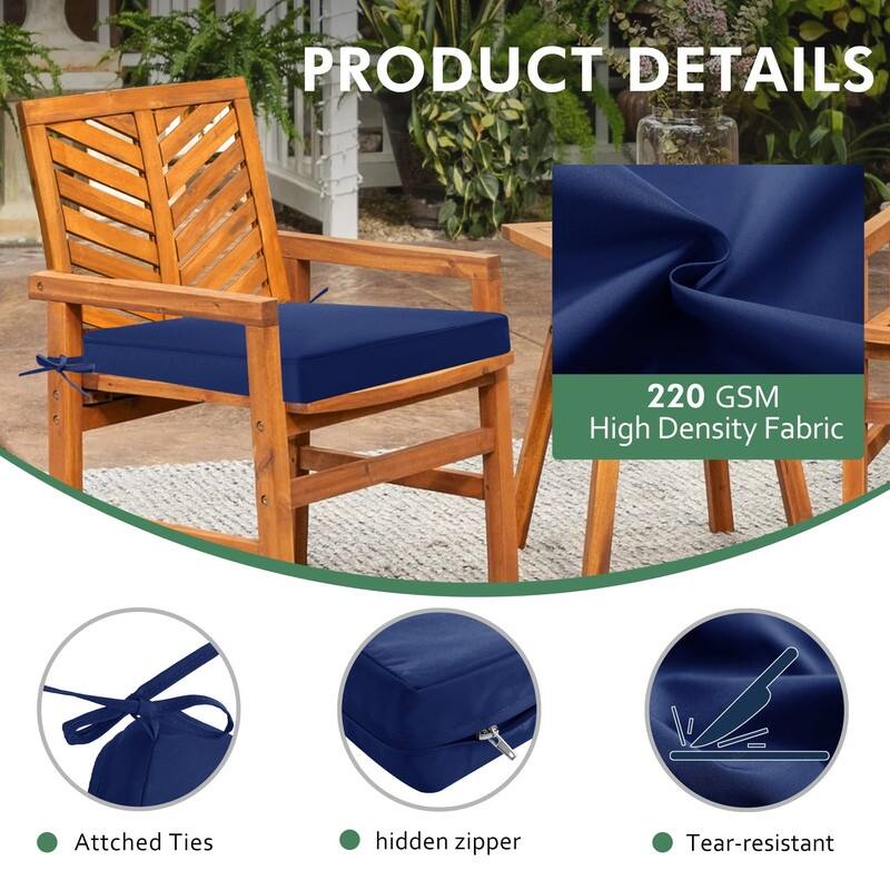 4-Pack Outdoor Chair Cushions – Waterproof, Blue, 18.5"x16"