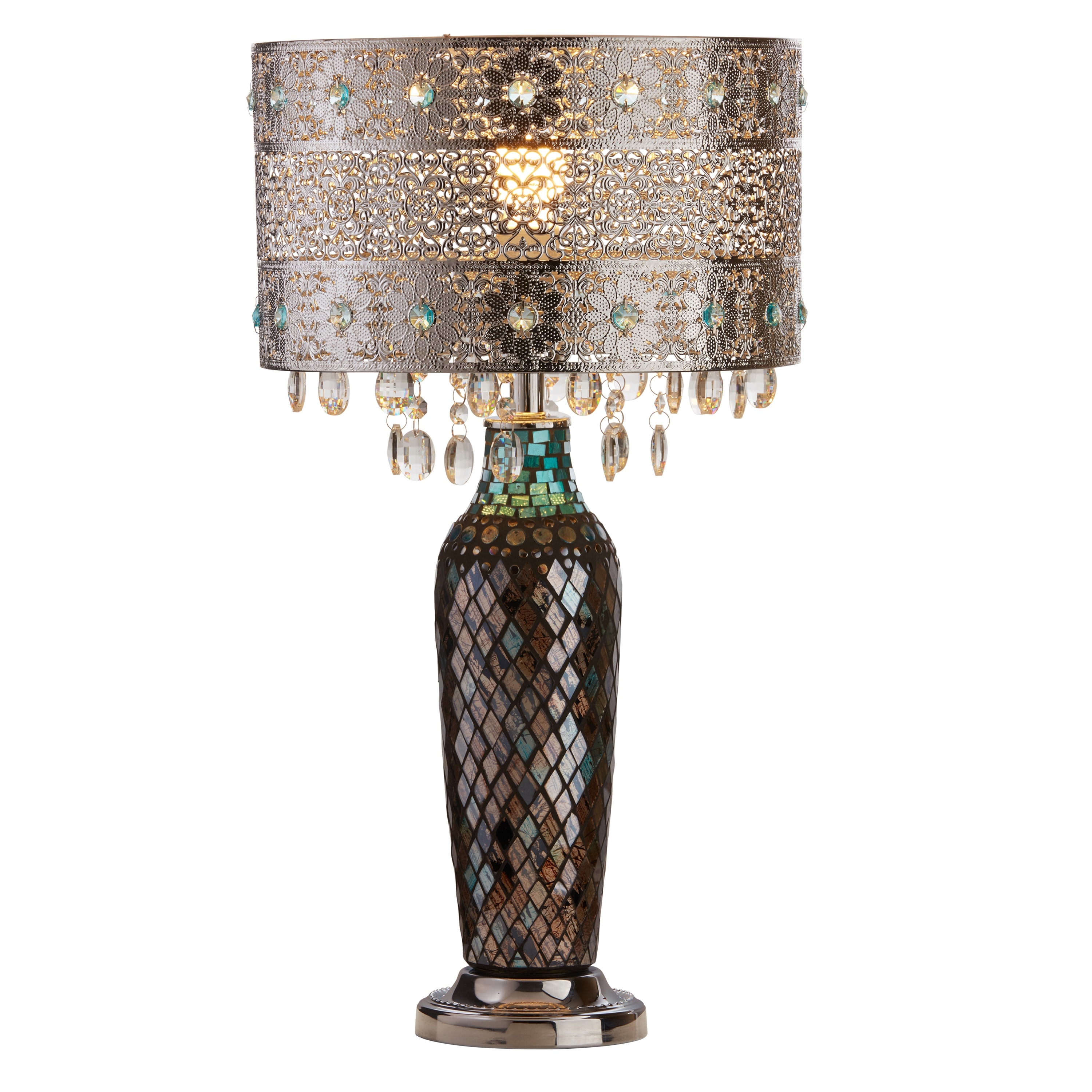 Antique table lamp with hanging deals crystals