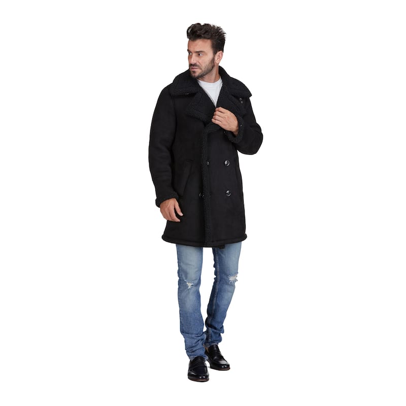 Braveman Faux Shearling Double Breasted Overcoat
