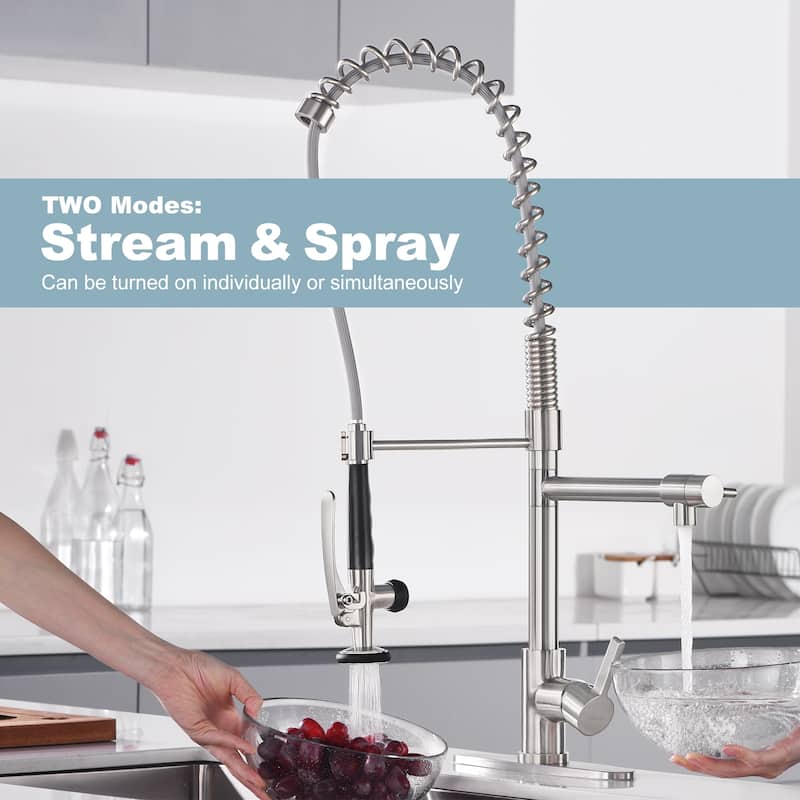 WOWOW Commercial Kitchen Faucet with Pre-Rinse Sprayer