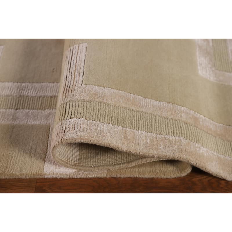Geometric Modern Large Area Rug Hand-Knotted Wool Carpet - 10'0" x 13'7"