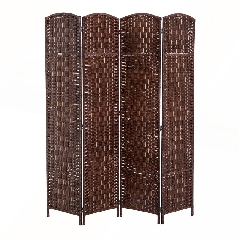 6' Tall Wicker Weave 6 Panel Room Divider Privacy Screen