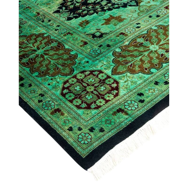 Overton Hand Knotted Wool Vintage Inspired Modern Contemporary Overdyed Multi Area Rug - 6' 1" x 9' 4"