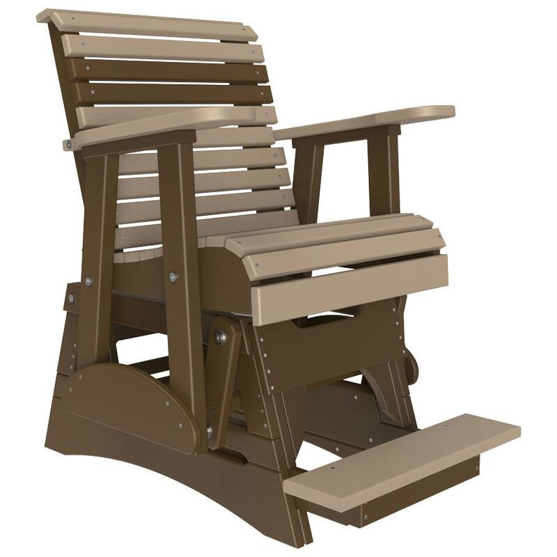 Poly Lumber Plain Rollback Balcony Glider - 2' - Weatherwood & Chestnut Brown