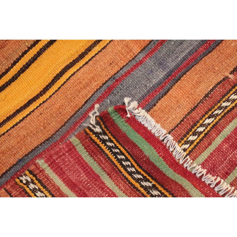 Hand Woven Oriental 100% Wool Carpet Southwestern Tribal Multi-Colored Kilim Area Rug - 8' 3'' X 5' 8''