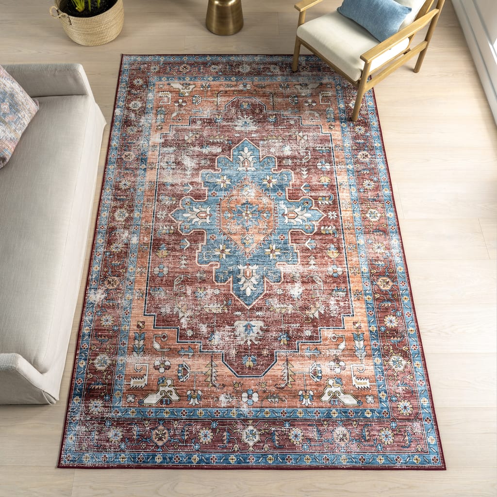 Nuloom Stefania SplashGuard Bold Medallion Machine Washable Area Rug