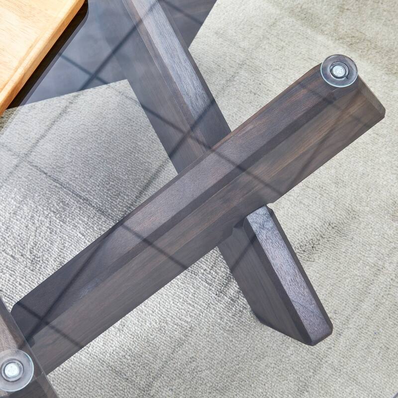 Round glass coffee table, 33.4 "modern design unique coffee table.