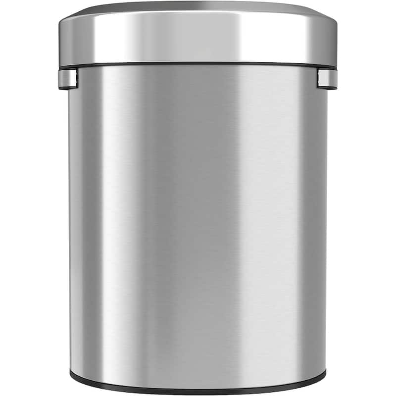 iTouchless 18 Gal Semi-Round Stainless Steel Open Top Trash Can
