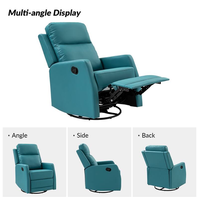 Esteban Modern Faux Leather Manual Rocking Swivel Recliner with Wingback Set of 2