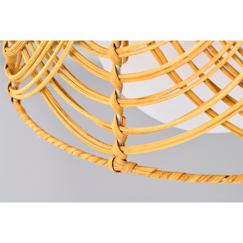 Lotta 13 Inch Opaque Glass Shade Rattan Woven Pendant 1-Light