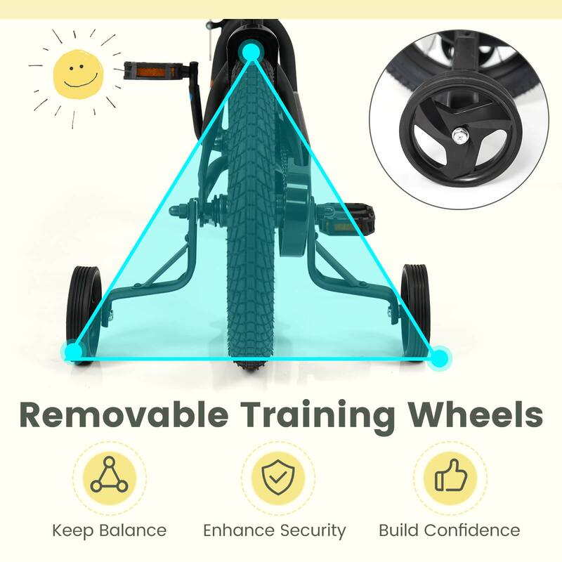 Costway 14" Kids Bike with Removable Training Wheels Adjustable Seat & - See Details