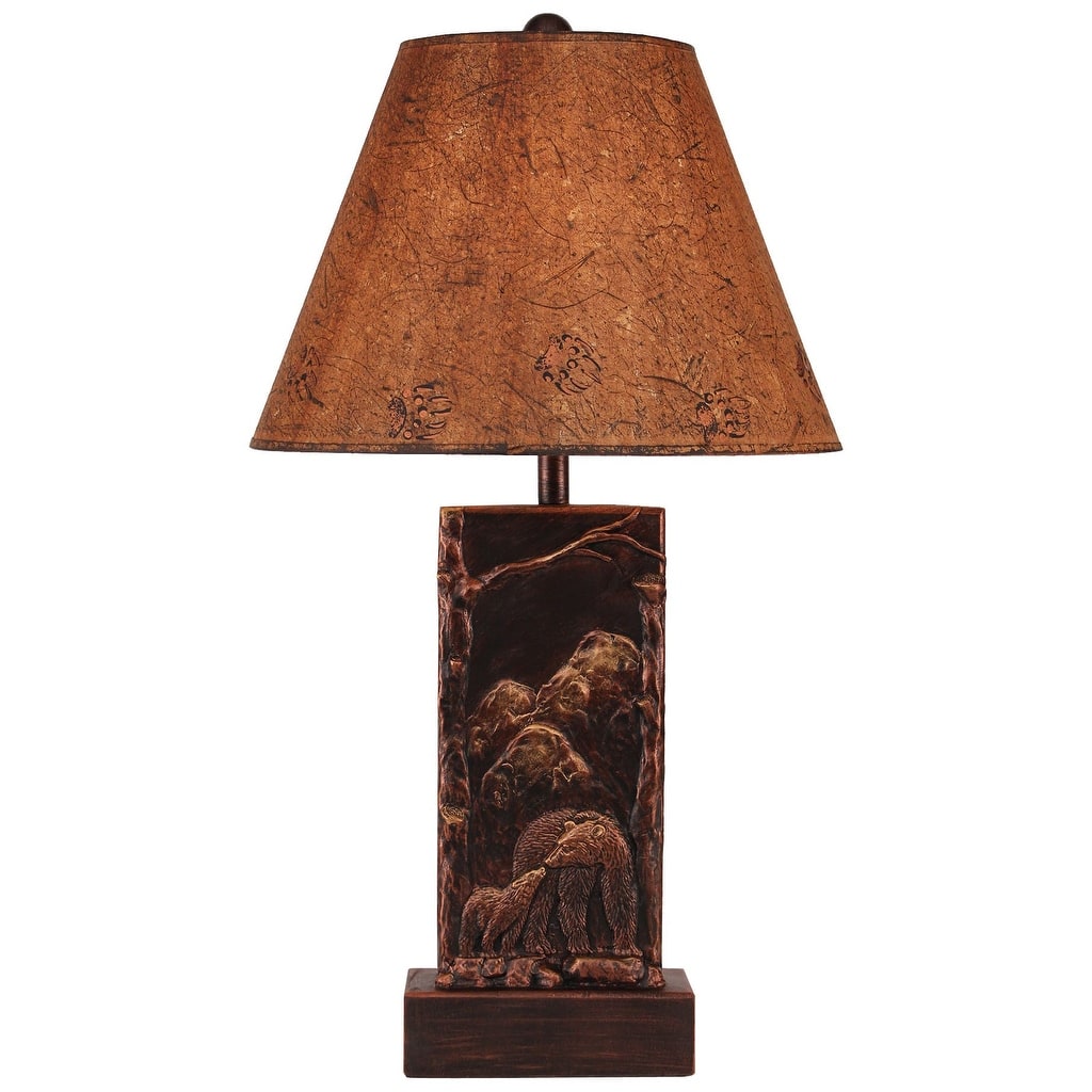 Rustic Bear with Cub Table Lamp