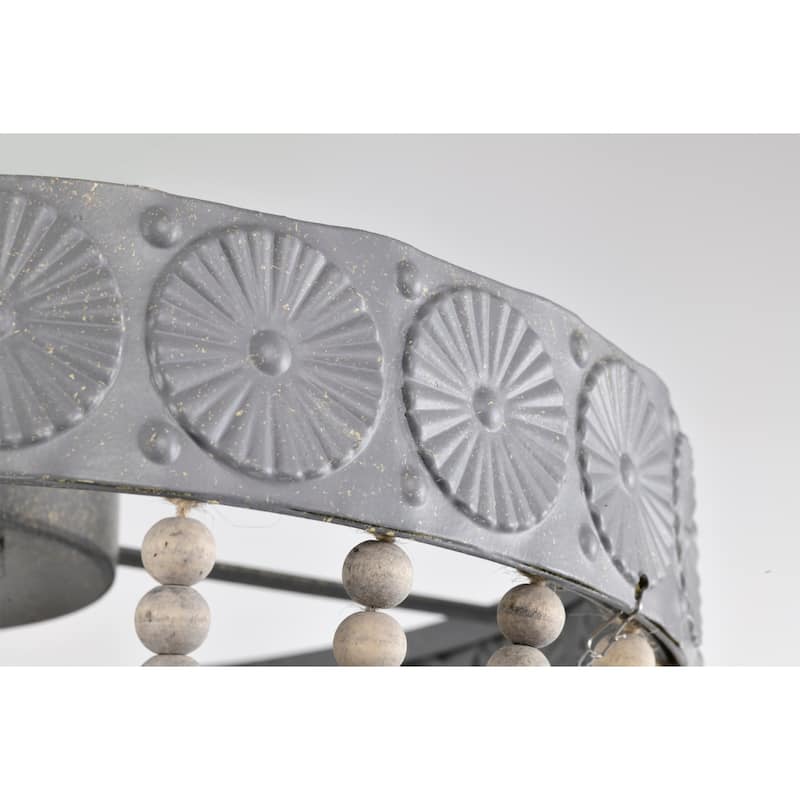 Poury 16 inch Antique Grey Boho Flush Mount 3-Light