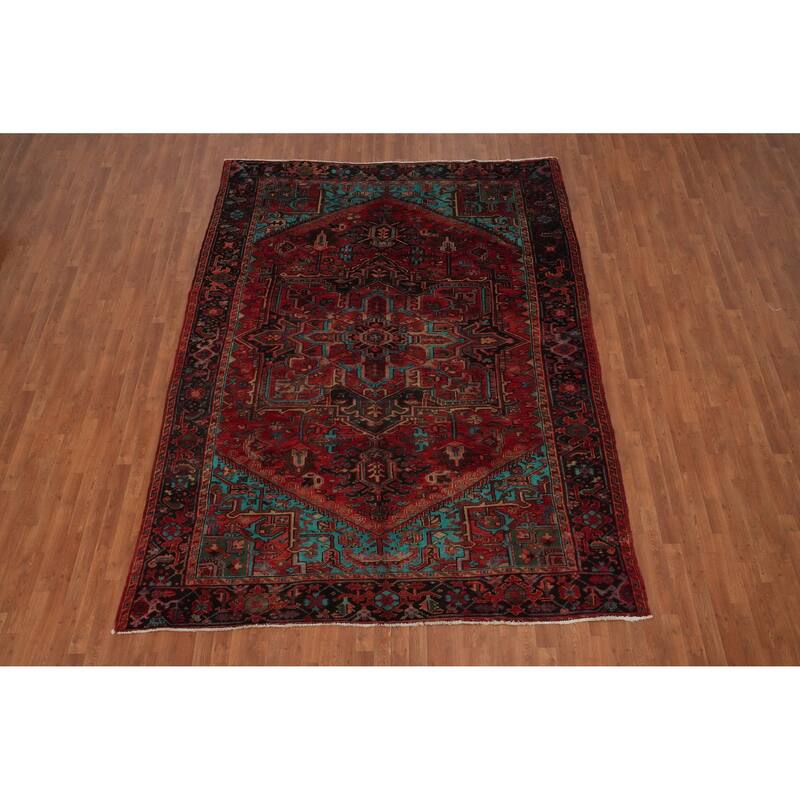 Hand Knotted Oriental 100% Wool Carpet Traditional Medallion Red Heriz Area Rug - 11' 0'' X 8' 2''