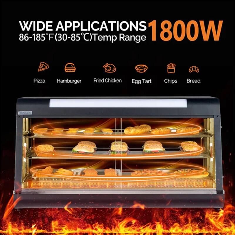 3-Tier 48 Inch 1800W 110V Countertop Hot Food Warmer Display Case - Black