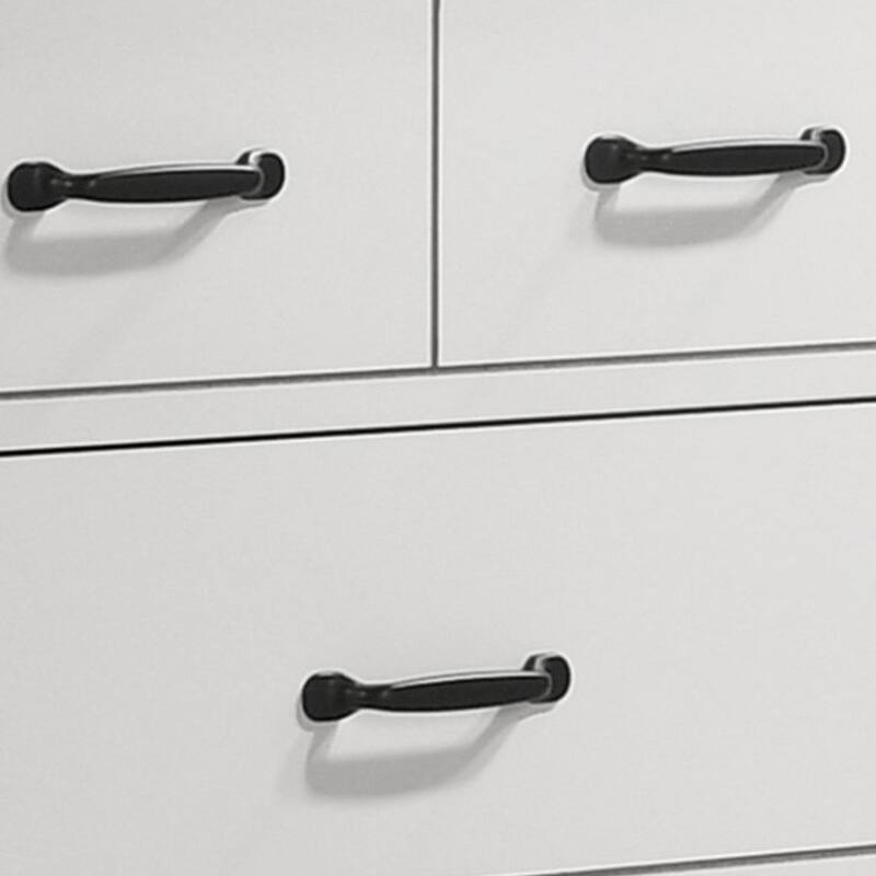 Wide 6-Drawer Crisp White Dresser with Black Handles, Smooth Glide Drawers, and Clean Modern Bedroom Design