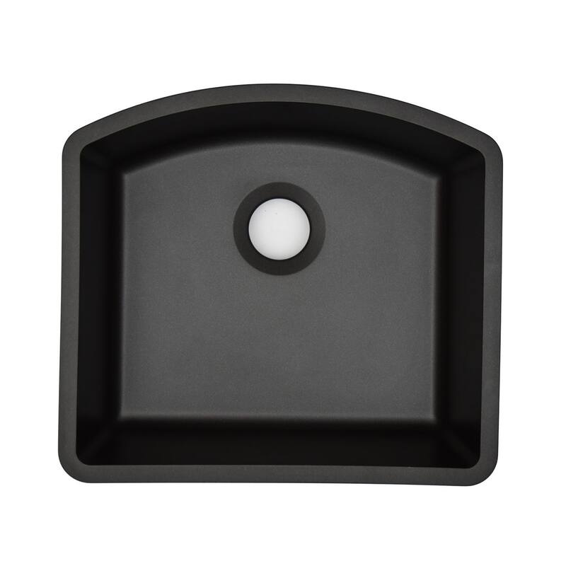 23 Inch Lexicon Platinum Quartz Composite Drop-in Undermount D-Shaped Single Bowl Galaxy Black Kitchen Sink LP-2321D-K-SO