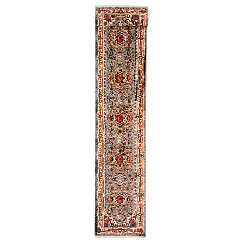 ECARPETGALLERY Hand-knotted Serapi Heritage Turquoise Wool Rug - 2'6 x 19'8 - Turquoise - 2'6 x 19'8