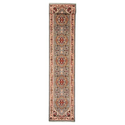 ECARPETGALLERY Hand-knotted Serapi Heritage Turquoise Wool Rug - 2'6 x 19'8
