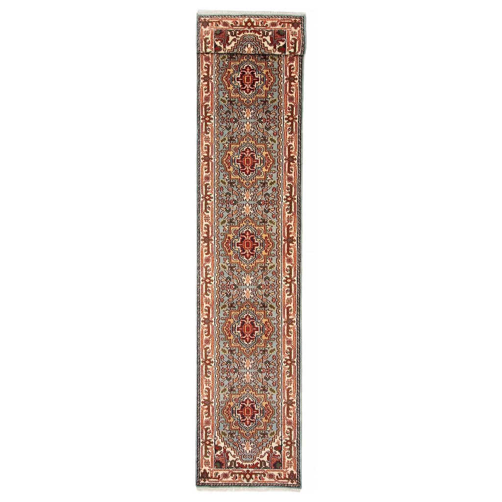 ECARPETGALLERY Hand-knotted Serapi Heritage Turquoise Wool Rug - 2'6 x 19'8