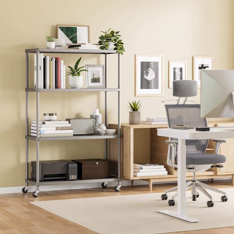 Seville Classics HOME 4-Tier Steel Shelving with Shelf Liners